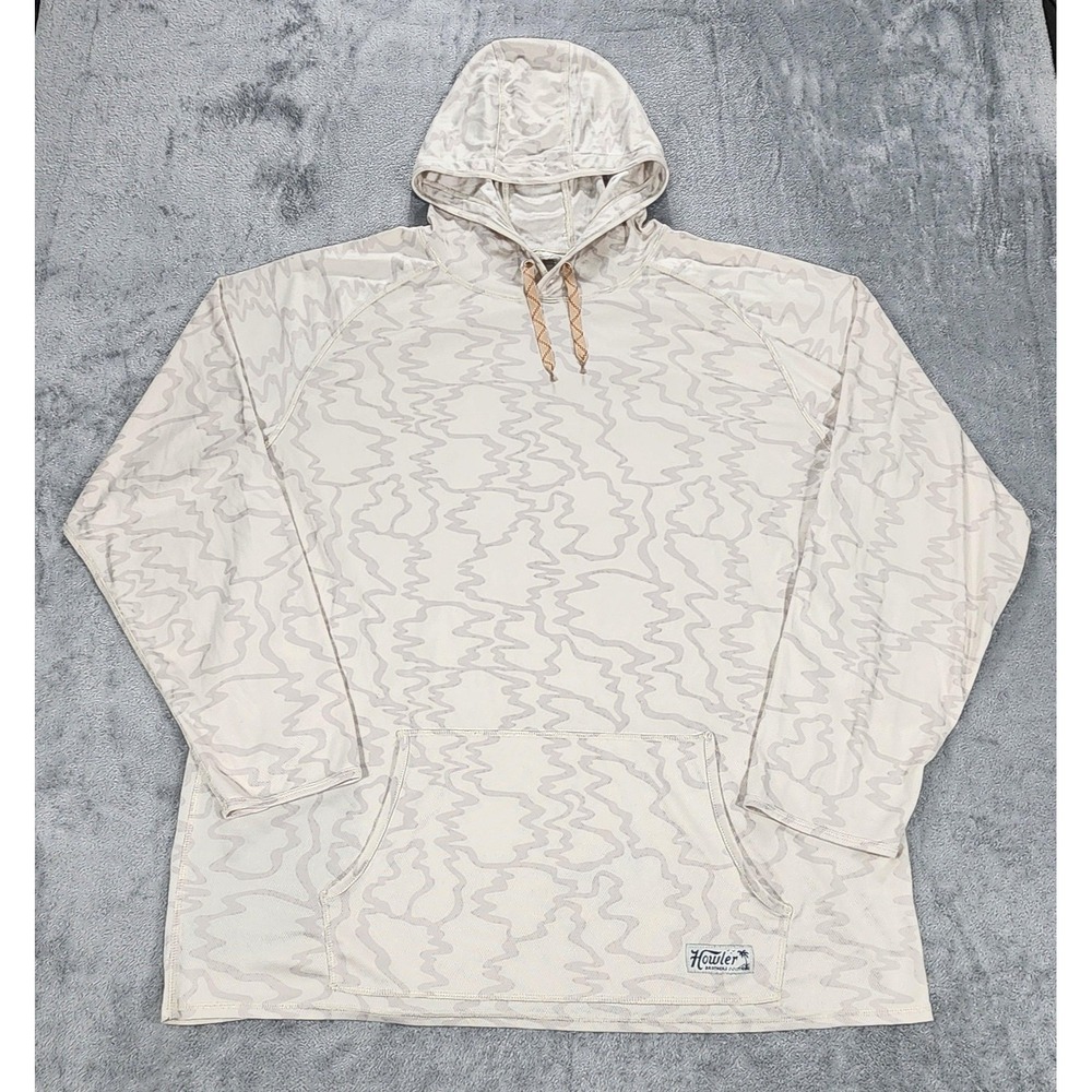 Howler Brothers Hoodie Mens 2XL Beige Loggerhead Sun Shirt Pullover Lightweight